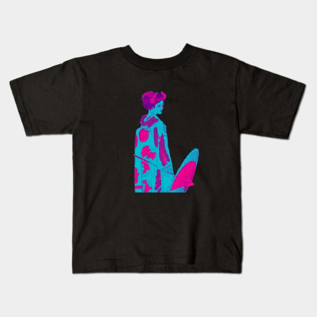 geisha japanese culture Kids T-Shirt by Diyutaka